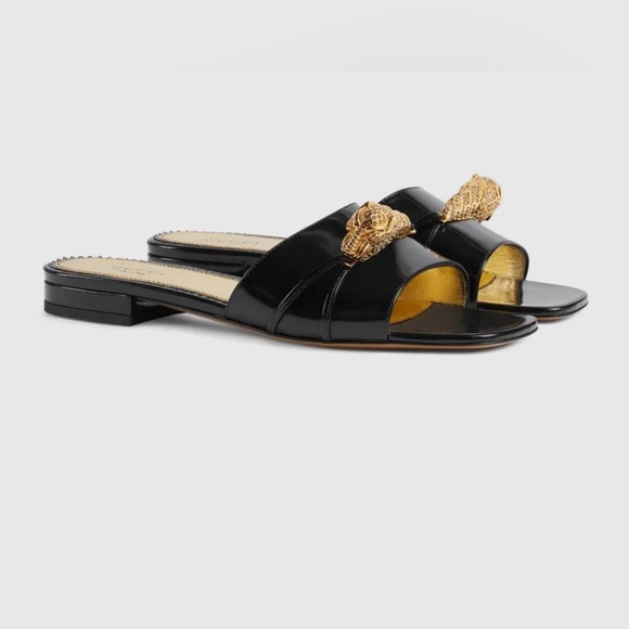 Patent Crystal Snake Head Slide Sandals - Picture 5 of 12